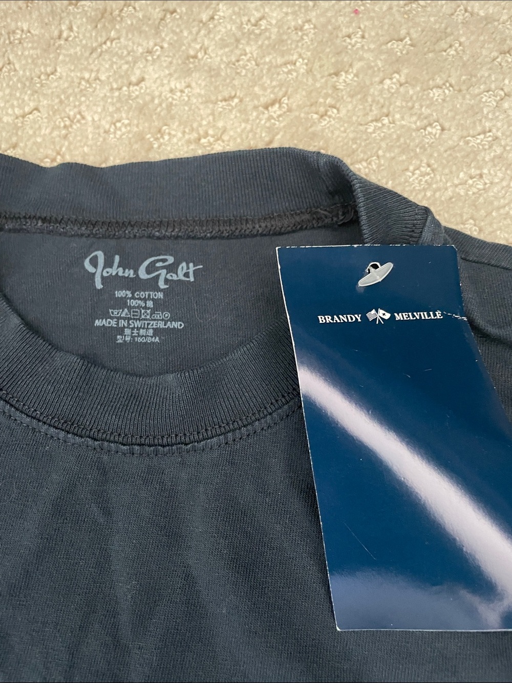 Brandy Melville Navy Long Sleeve Crewneck Top - Picture 2 of 3